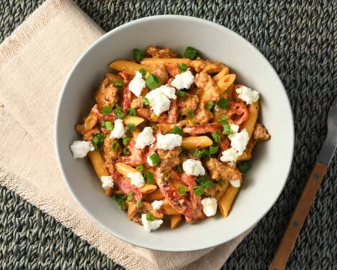 Roasted Red Pepper and Italian Sausage Penne
